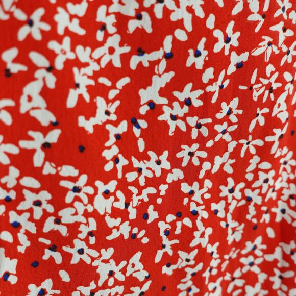 ZARA Women Fit & Flare Mini Sun Dress Floral Pattern Sleeveless Red White Size M - Picture 5 of 8